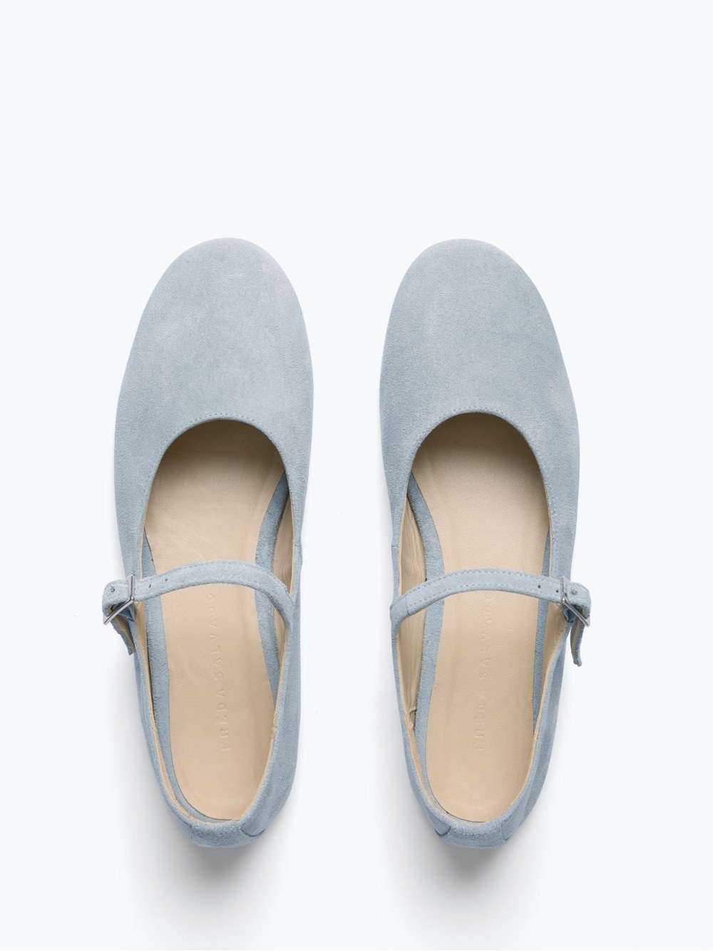 Freda Salvador Aubrey Light Blue Suede Mary Jane Flats
